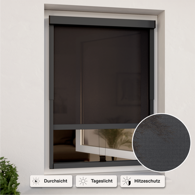 Buitenrolgordijn voor ramen | Grijs, doorschijnend | Verstelbare breedte | Installatie zonder boren